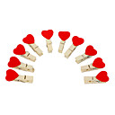 Sweet Heart Shaped Mini Wooden Clamp with Hemp Rope (10-Pack)