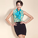 ts impresso camisa blusa chiffon arco