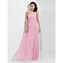 Sheath/ Column One Shoulder Floor-length Chiffon Sequined Evening Dress