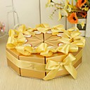 Cake Shaped Favor Box With Gold Rinbbon (Set of 10)