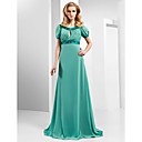  A-line Scoop Floor-length Chiffon And Stretch Satin Evening Dress