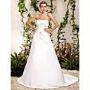 A-line Princess Strapless Chapel Train Satin Wedding Dress