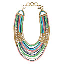 Fashion Alloy With Colorful Natural Stone Glass Necklace
