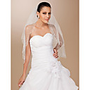 Two-tier Tulle Scalloped Edge Elbow Wedding Veil With Sequin