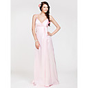 Sheath/Column V-neck Floor-length Stretch Satin Bridesmaid Dress