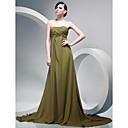A-line Sweetheart Sweep/ Brush Train Chiffon Evening Dress with Side-draping