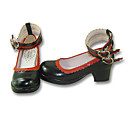 Black PU Leather 4.5cm High Heel Wine Red Trimming Lace Sweet Lolita Shoes