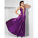 gaine / colonne v-cou-parole longueur extensible robe de soirée en satin