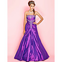 A-line Strapless Floor-length Taffeta Prom Dress