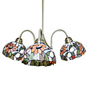 Tiffany Glass Chandeliers with 3 Lights in Floral Design