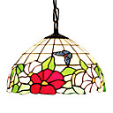 60W 1 - Light Tiffany Glass Pendent Light with Butterfly Pattern