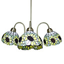 Tiffany glazen kroonluchters met 3 Lights in Sunflower Ontwerp