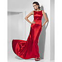 A-line Bateau Sweep/ Brush Train Charmeuse Evening Dress inspired by Abbie Cornish at Oscar