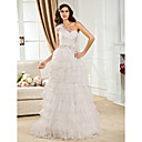 A-line One Shoulder Court Train Organza  Wedding Dress