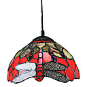 60W Tiffany Hängeleuchte mit 1 Light Red Dragonfly Pattern
