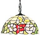 60W Tiffany Pendent Light with 1 Light in Yellow Butterfly Pattern
