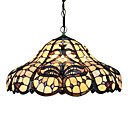 2 - Light Tiffany Pendant Lights with Brown Fringe
