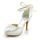 Satin Stiletto Heel Closed Toe With Pearl Wedding / Party Shoes (More Colors)