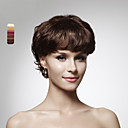 sin tapa cabello humano 100% a corto peluca de pelo rizado, 5 colores a elegir