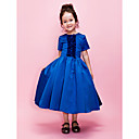bola vestido jóia chá de comprimento cetim vestido da menina flor