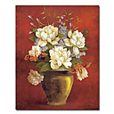 Printed Floral and Vase Canvas Art with Stretched Frame