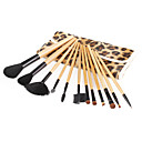 12 Stück Kunstfaser Make-up Pinsel mit Ledertasche gesetzt