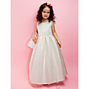 A-line/Ball Gown Jewel Floor-length Satin Flower Girl Dress