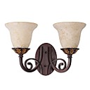 40W Antique 2 - Light Wall Lights in Glass Shades