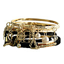 Zwart, Lichtmetalen parel armband (7 stuks)