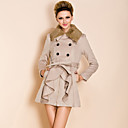 TS Ruffle Rabbit Fur Collar Woolen Coat