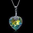 Fine Jewelry Elegante bunte Kristall Herz Sterling Silber Halskette