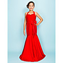 Trumpet/ Mermaid Halter Floor-length Taffeta Junior Bridesmaid Dress