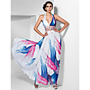 gaine / colonne v-cou halter-parole longueur robe de mousseline de soie