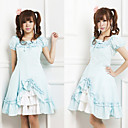 Short Sleeve Knielanger Blue Cotton Land Lolita Kleid