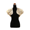 Luxurious Lace With Satin Flowers Short Sleeve Wedding Wrap/ Special Occasion Jacket