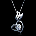 Fine Jewelry Unique Zircon Fly Heart Sterling Silver Necklace