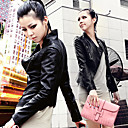 fashion slim stand-kraag korte leren jas