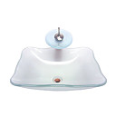 Glas klar Schiff untergehen Mit Wasserfall Wasserhahn, Pop - up Drain und Befestigungsring