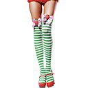 Bow Fantaisie rayé vert et blanc Bas de Noël (1 Pieces)