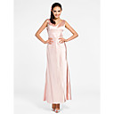 Sheath/Column V-neck Ankle-length Stretch Satin Bridesmaid Dress