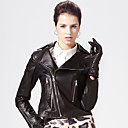 Fashion Long Sleeve Turndown Collar Lambskin Leather Jacket