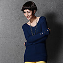 donna sottile con scollo a V maglione di lana a maglia