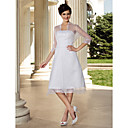A-line 3/4 Length Sleeve Knee-length Organza Wedding Dress