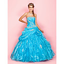 A-line Ball Gown Strapless Floor-length Organza Evening Dress