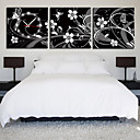 12 "-24" Moderno Orologio da parete stile floreale in Canvas 3pcs