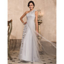 A-line One Shoulder Floor-length Tulle Evening Dress