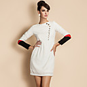 TS Contrast Sleeve Golden Buttons Dress