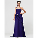 Sheath/Column Floor-length Chiffon Bridesmaid Dress With Cascading Ruffles