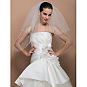 Two-tier Elbow Cut Edge Wedding Veil With Crystal