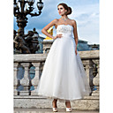 Ball Gown Strapless Ankle-length Tulle Wedding Dress